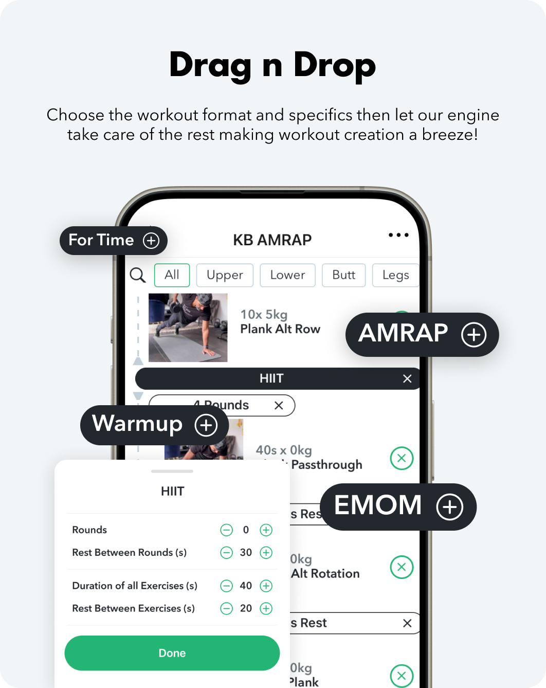12sixteen Drag n Drop workout creation